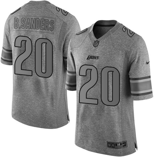 Nike Lions #20 Barry Sanders Gray Men's Stitched NFL Limited Gridiron Gray Jersey